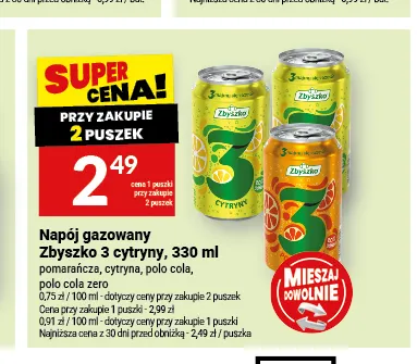 Napój gazowany Zbyszko 3 cytryny promocja w Twój Market