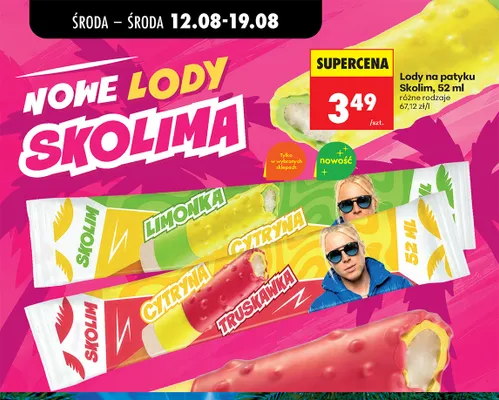 Lody na patyku Skolim Limonka Cytryna promocja w Biedronka