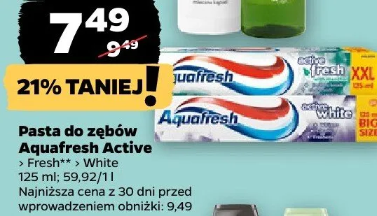 Pasta do zębów Active Fresh White promocja w Netto