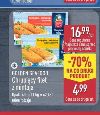 Chrupiący filet z mintaja Golden Seafood z nadzieniem serowo-ziołowym promocja w Aldi