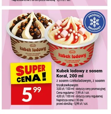 Kubek lodowy z sosem truskawkowym Koral promocja w Twój Market