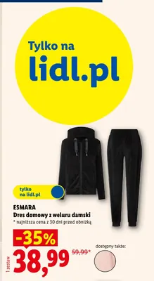Dres domowy z weluru damski Esmara promocja w Lidl