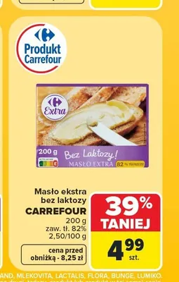 Masło ekstra bez laktozy Carrefour promocja w Carrefour Market