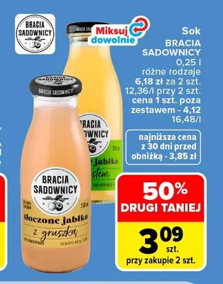 Sok jabłkowy Bracia Sadownicy promocja w Carrefour Market