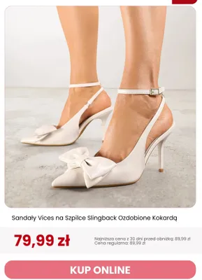 Sandały Vices na szpilce slingback ozdobione kokardą promocja w Renee