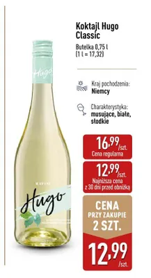 Koktajl Hugo Classic musujące białe słodkie Niemcy promocja w Aldi