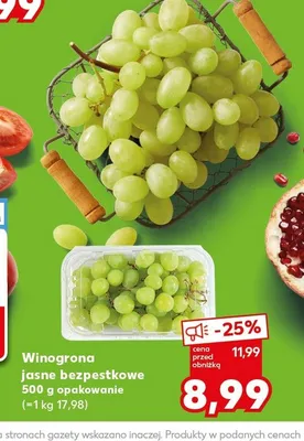 Winogrona jasne bezpestkowe promocja w Kaufland