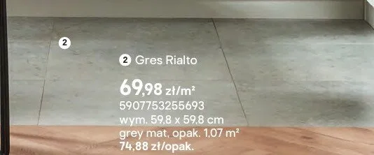 Gres Rialto wym. 59,8x59,8cm grey mat promocja w Castorama