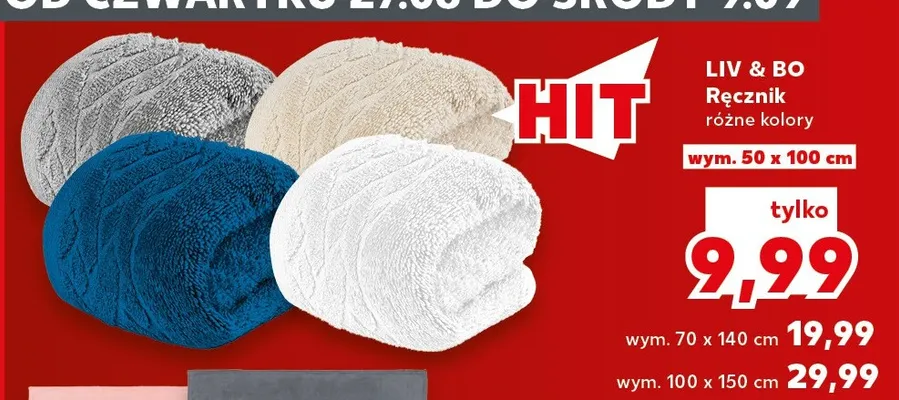 Ręcznik Liv & Bo 70x140 cm promocja w Kaufland
