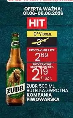 Piwo Żubr butelka zwrotna promocja w Wafelek