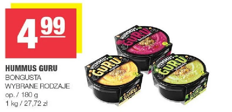 Hummus guru wybrane rodzaje promocja w SPAR