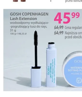 Wodoodporny wydłużająco-pogrubiający tusz do rzęs GOSH COPENHAGEN Lash Extension promocja w Hebe