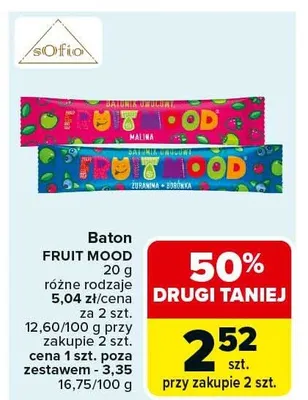 Baton różne rodzaje malina lub żurawina + borówka promocja w Carrefour Market