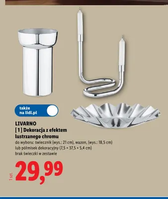 Dekoracja z efektem lustrzanego chromu świecznik Livarno promocja w Lidl