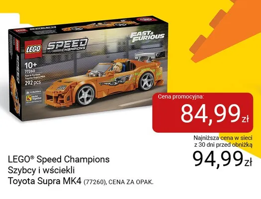 Klocki LEGO Speed Champions Szybcy i wściekli Toyota Supra MK4 77260 promocja w Smyk