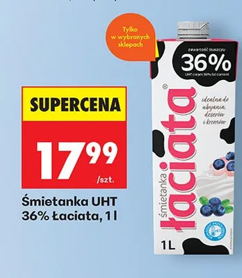Śmietanka UHT 36%  promocja w Biedronka
