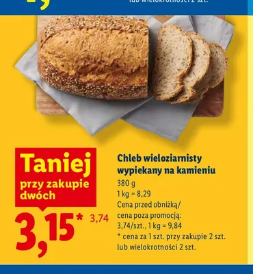 Chleb wieloziarnisty wypiekany na kamieniu promocja w Lidl