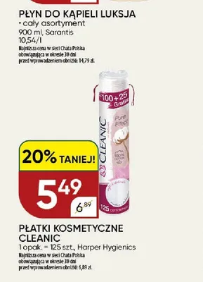 Płatki kosmetyczne Cleanic promocja w Chata Polska