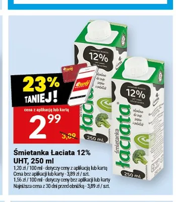 Śmietanka Łaciata 12% UHT promocja w Twój Market