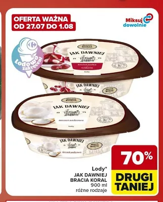 Lody śmietankowe Jak Dawniej Bracia Koral promocja w Carrefour Market