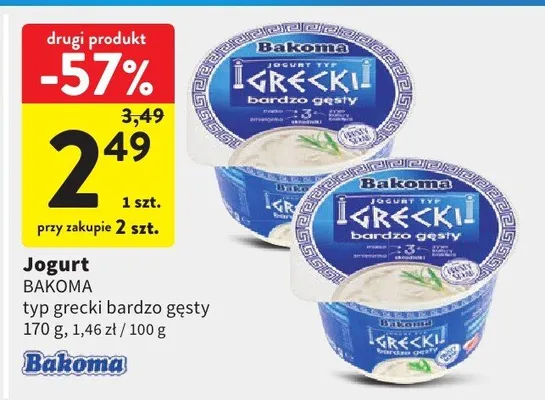 Jogurt typ grecki bardzo gęsty Bakoma promocja w Intermarche