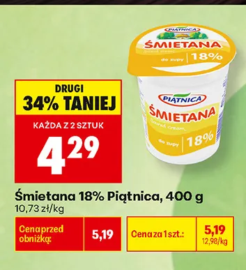 Śmietana Piątnica 18% promocja w Biedronka