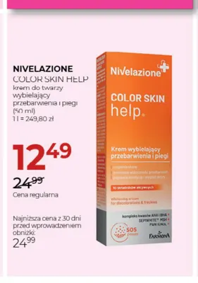Nivelazione Color Skin Help krem do twarzy wybielający przebarwienia i piegi promocja w Drogerie Jawa