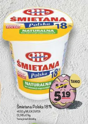 Śmietana polska naturalna 18% promocja w Arhelan