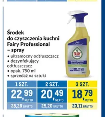 Środek do czyszczenia kuchni Fairy Professional spray dezynfekujący odtłuszczacz promocja w Makro