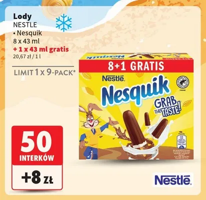 Lody Nesquik Nestle 9-pak 43 ml promocja w Intermarche