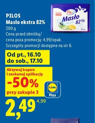 Masło ekstra Pilos 82% promocja w Lidl