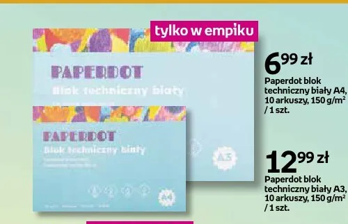Paperdot blok techniczny biały A4 promocja w Empik