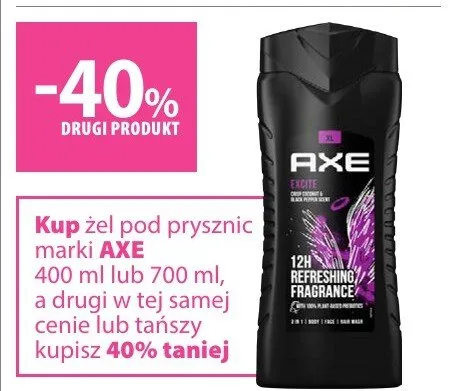 Żel pod prysznic marki AXE 400 ml lub 700 ml promocja w Hebe