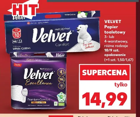 Papier toaletowy 4-warstwowy Velvet promocja w Kaufland