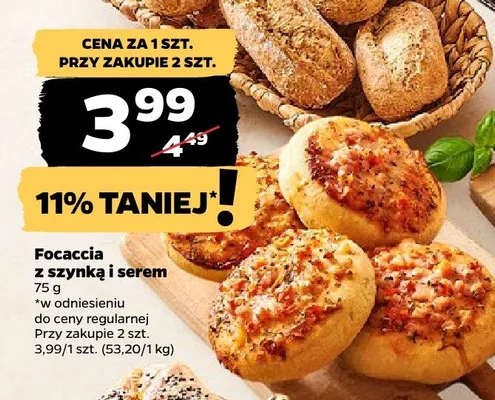 Focaccia z szynką i serem promocja w Netto