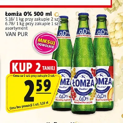 Piwo bezalkoholowe Łomża Radler Kwaśny Agrest promocja w Prim Market