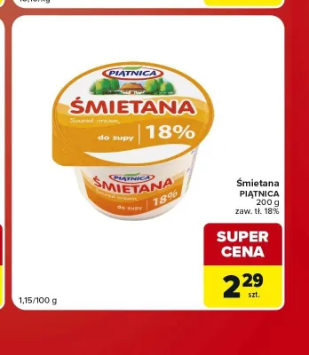 Śmietana 18% Piątnica promocja w Carrefour Market