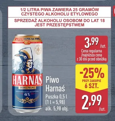 Piwo Harnaś promocja w Aldi