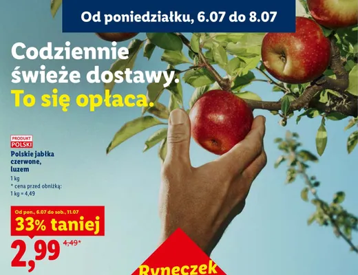 Jabłka czerwone polskie luzem promocja w Lidl