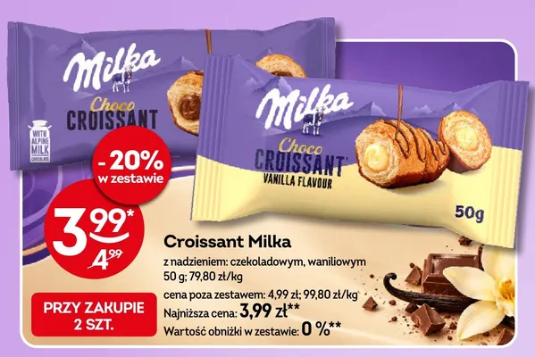 Croissant Milka z nadzieniem czekoladowym promocja w Żabka