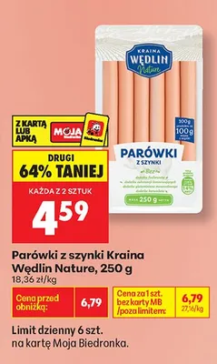 Parówki z szynki Nature promocja w Biedronka