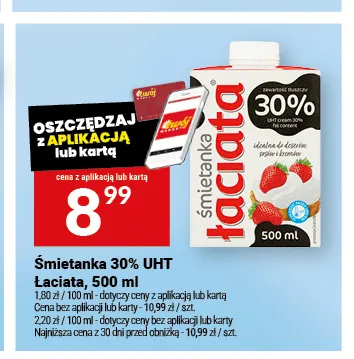 Śmietanka UHT Łaciata 30% promocja w Twój Market