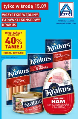 Wędliny, parówki i konserwy Krakus promocja w Aldi