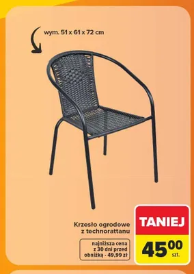 Krzesło ogrodowe z technorattanu promocja w Carrefour