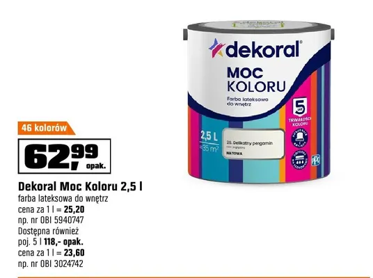 Farba lateksowa Dekoral Moc Koloru promocja w OBI