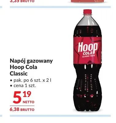 Napój gazowany Hoop Cola Classic promocja w Makro