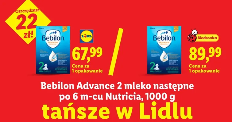 Mleko następne Bebilon Advance 2 po 6 m-cu Nutricia promocja w Lidl