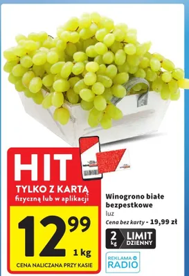 Winogrono białe bezpestkowe luz promocja w Intermarche