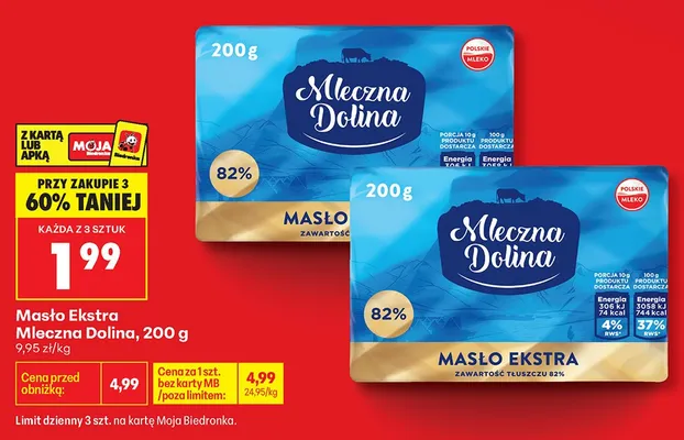 Masło Ekstra Mleczna Dolina promocja w Biedronka