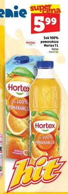 Sok 100% pomarańcza Hortex 1 l promocja w TOPAZ